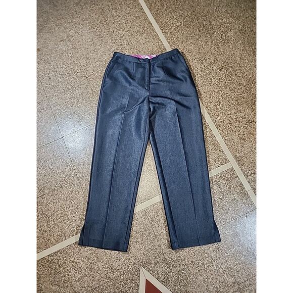 Norton Mcnaughton Womens Dress Pants Size 10P Straight Leg Black Shimmer Pleated - Picture 1 of 8